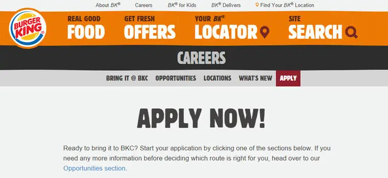 burger king job application