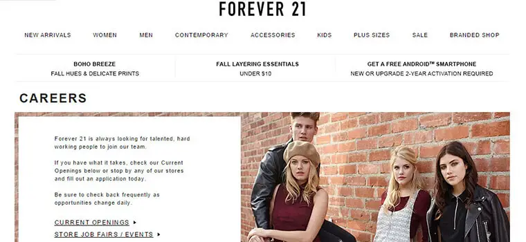 forever 21 job application