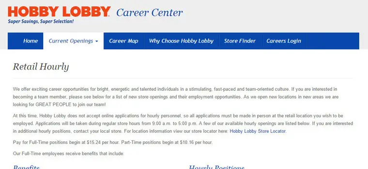 hobby lobby job application