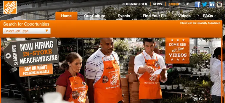 Home Depot Application | Online Form 