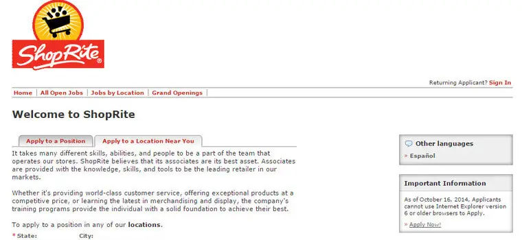 shoprite job application