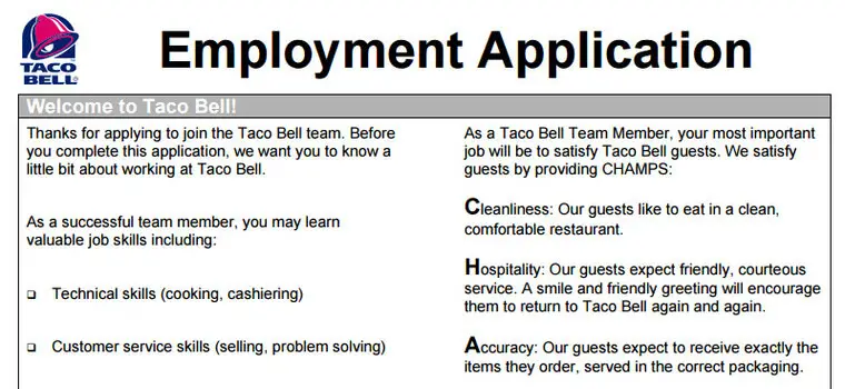 taco bell pdf application