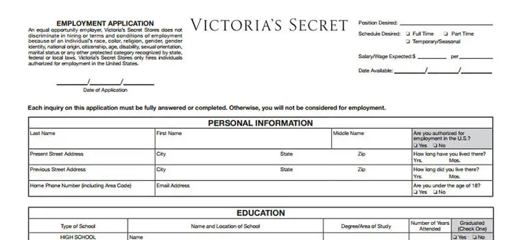 victorias secret pdf application