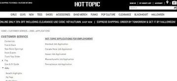 Hot Topic Job Application