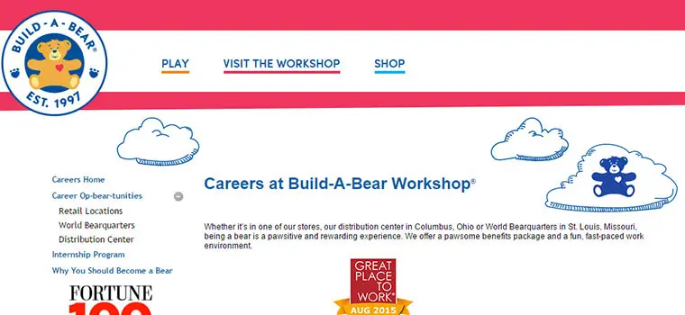 build a bear job application