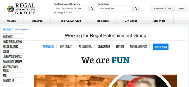 regal cinemas job application