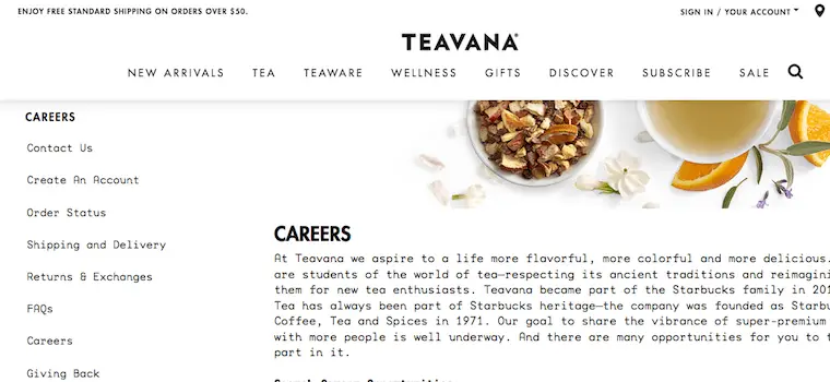 Teavana careers